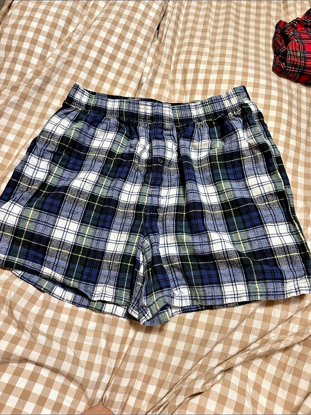 L.L.Bean Men's Plaid Shorts in Blue & Green Size Medium - Picture 1 of 2